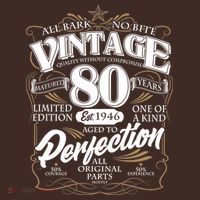 80th Birthday Est 1946 All Bark No Bite Vintage Birthday  T-Shirt thumb 7