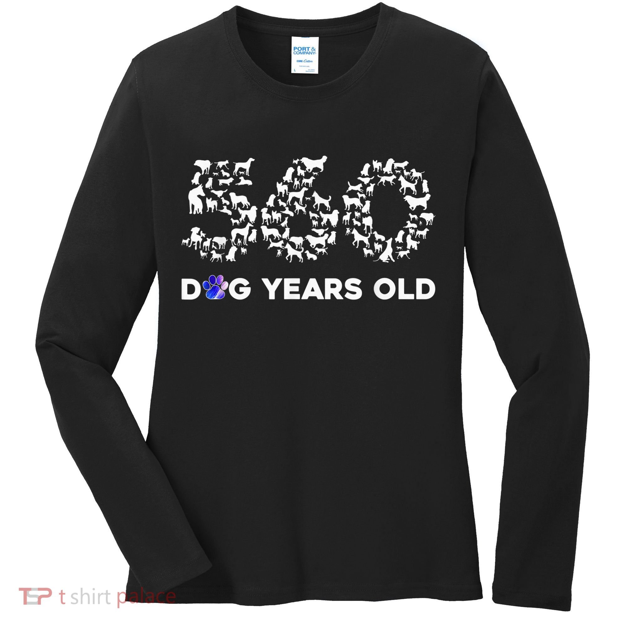 80th Birthday  Funny 560 Dog Years Old Gift Tees Women's Long Sleeve Shirt