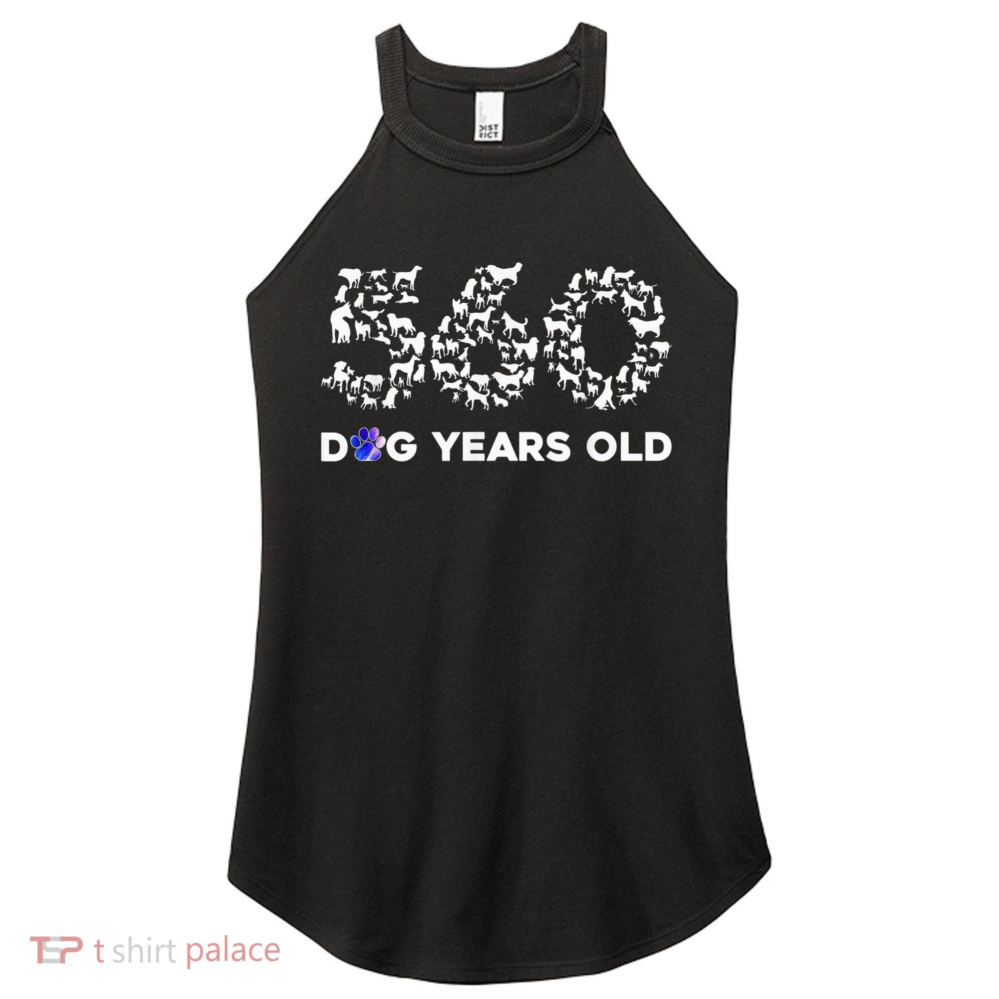 80th Birthday  Funny 560 Dog Years Old Gift Tees Women's Perfect Tri Rocker Tank