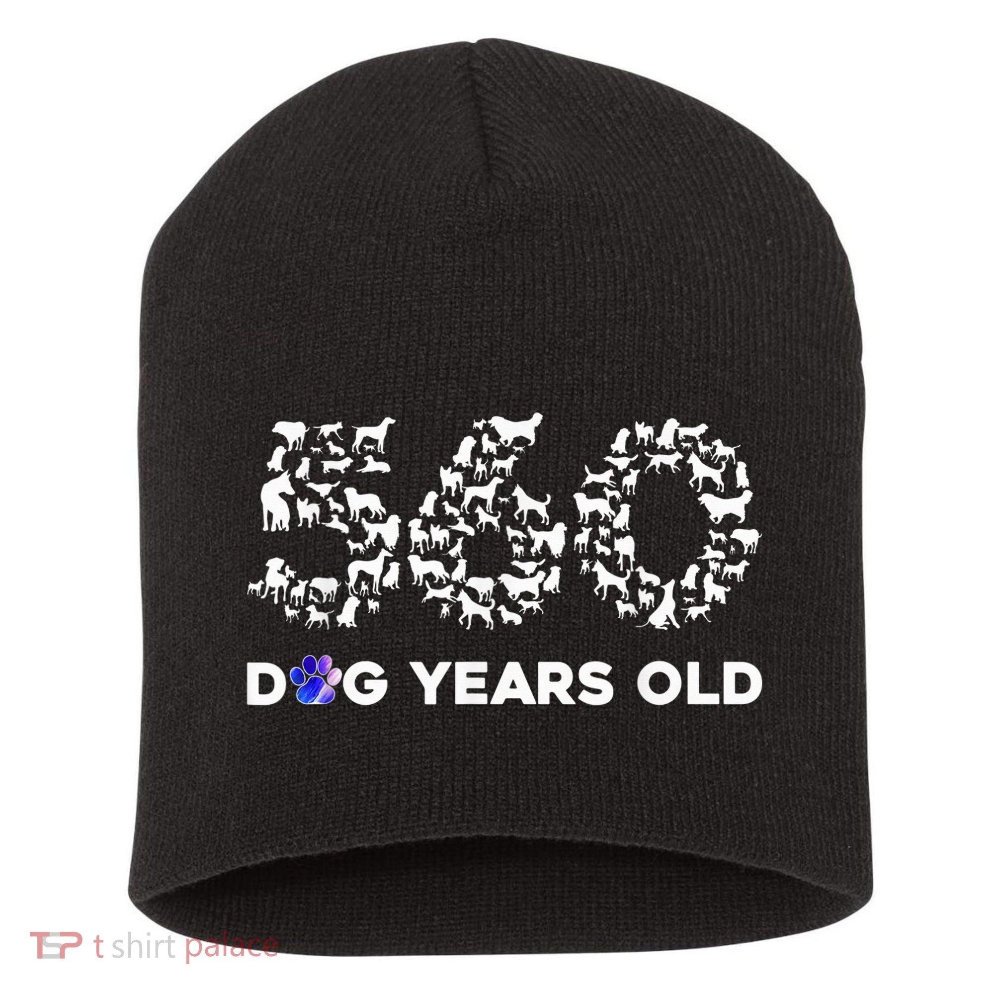 80th Birthday  Funny 560 Dog Years Old Gift Tees Short Acrylic Beanie
