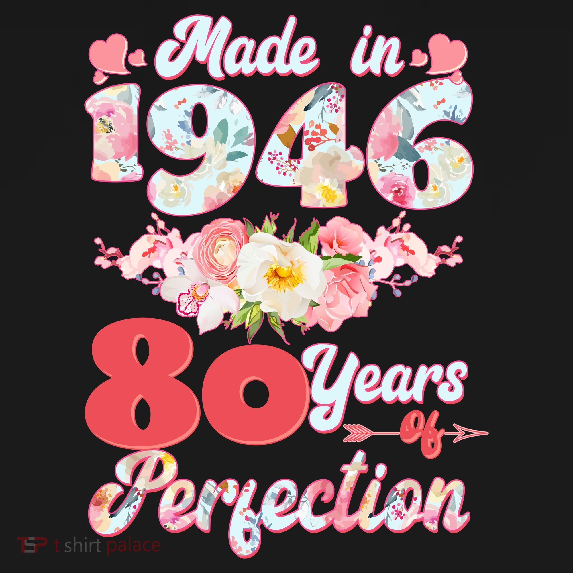 80th Birthday Floral Made In 1946 80 Years Of Perfection Women's Hoodie