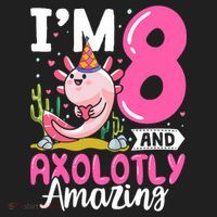 8th Birthday For Girl Axolotl 8 Year Old Birthday Hat thumb 2