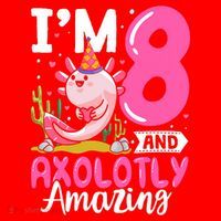 8th Birthday For Girl Axolotl 8 Year Old Birthday Santa Hat thumb 1