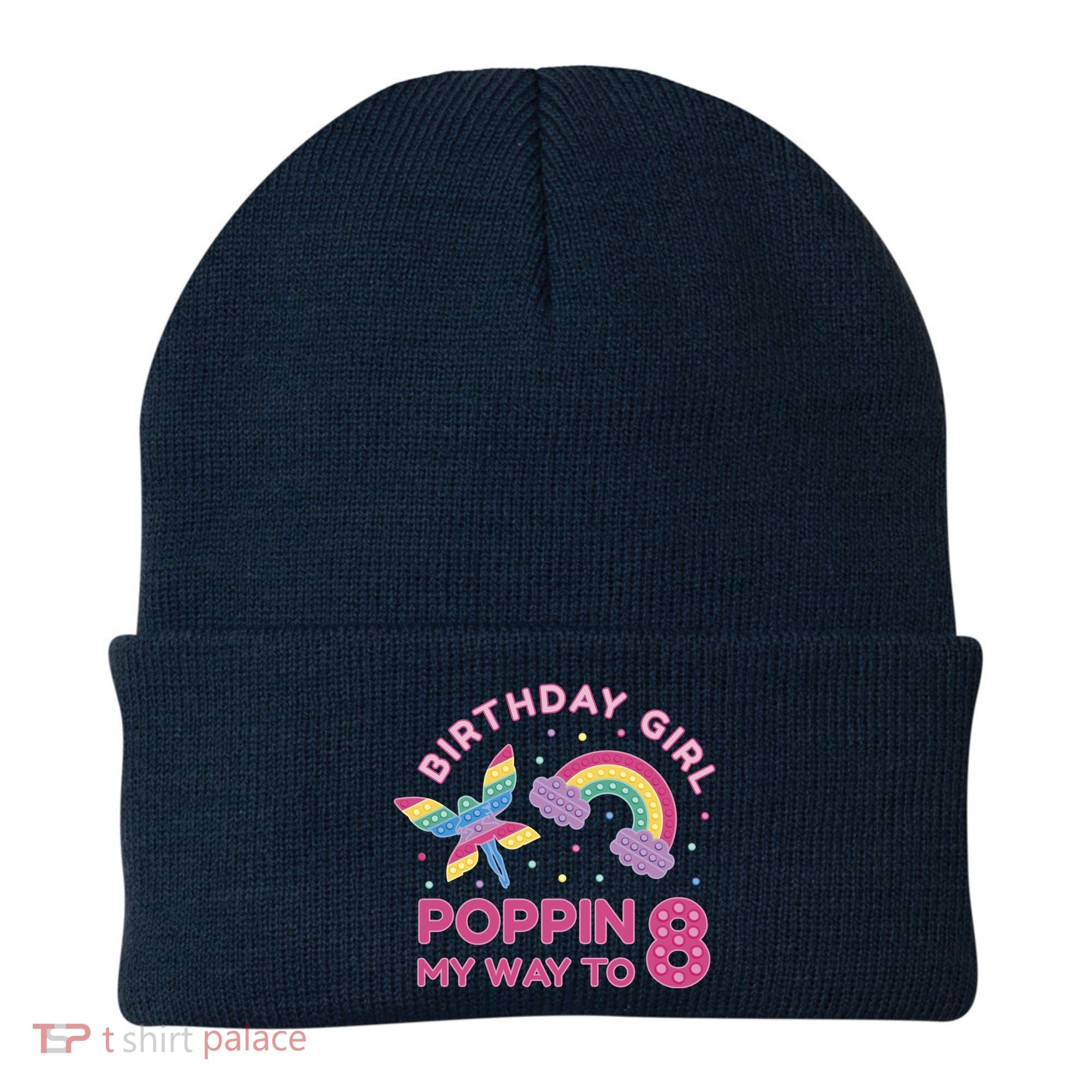 8th Birthday Girl Fairy Rainbow Beanie