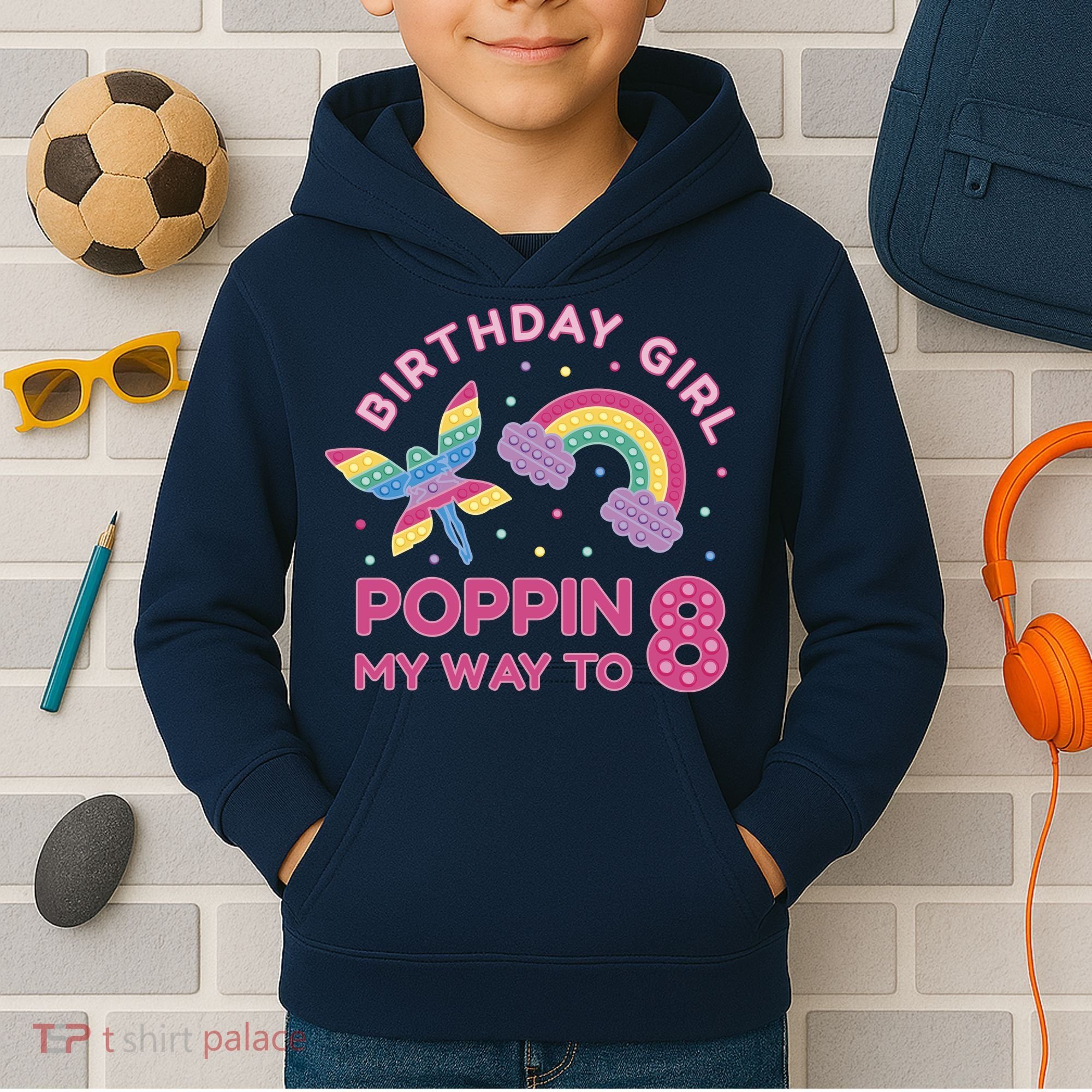 8th Birthday Girl Fairy Rainbow Kids Hoodie