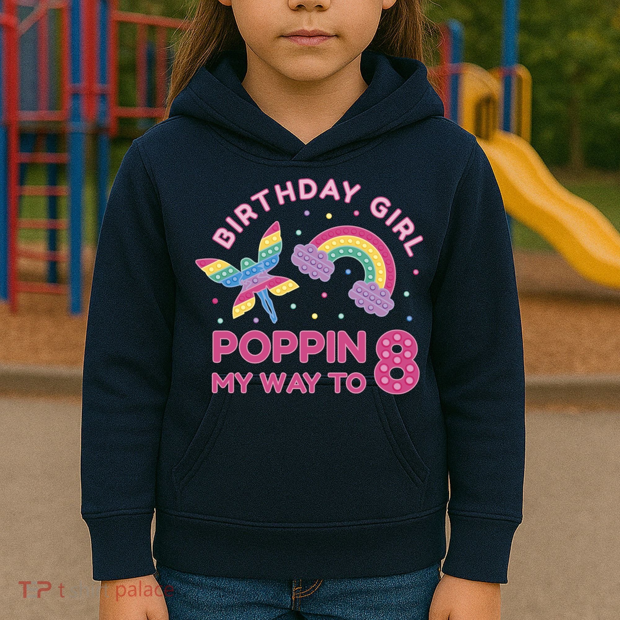 8th Birthday Girl Fairy Rainbow Kids Hoodie