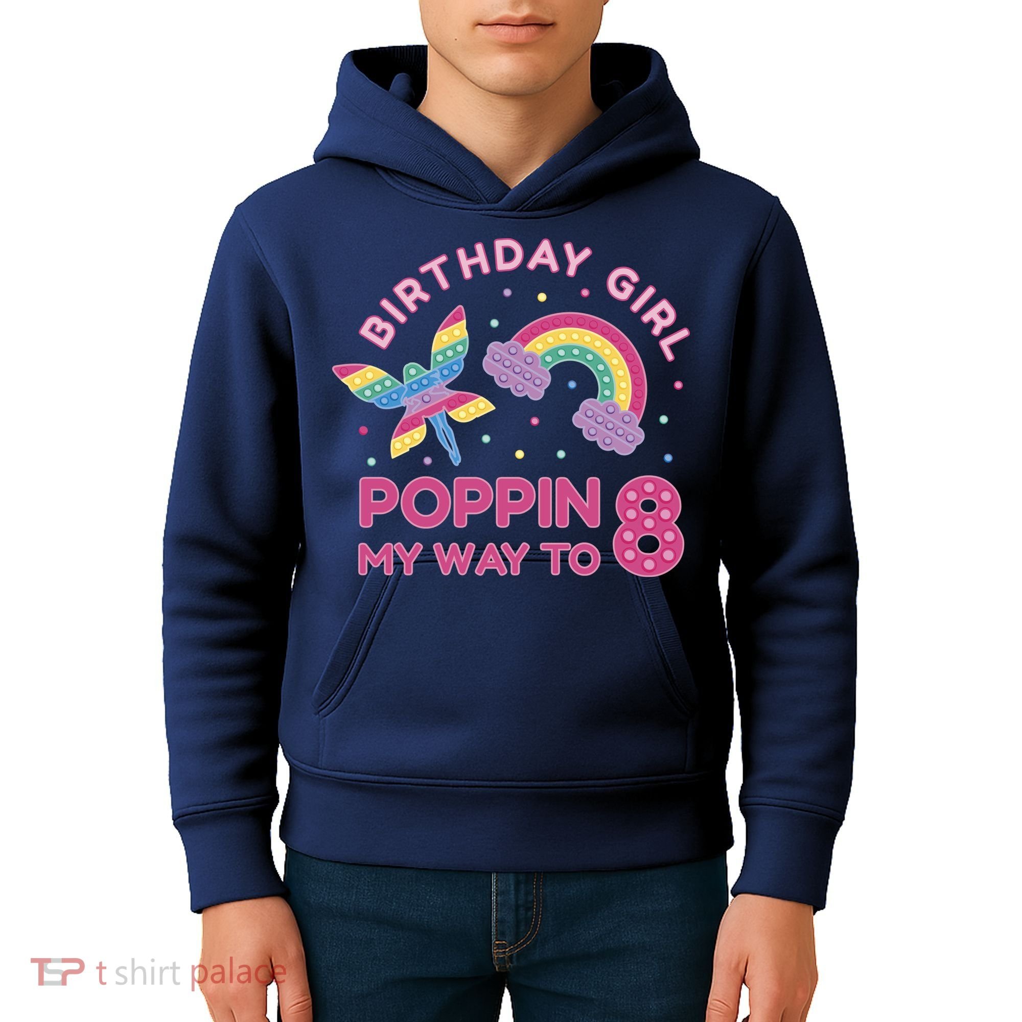 8th Birthday Girl Fairy Rainbow Kids Hoodie