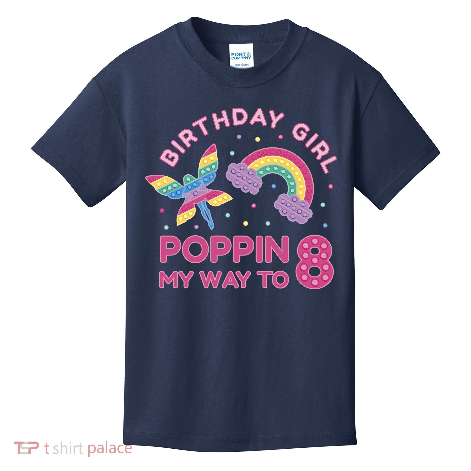 8th Birthday Girl Fairy Rainbow Kids T-Shirt