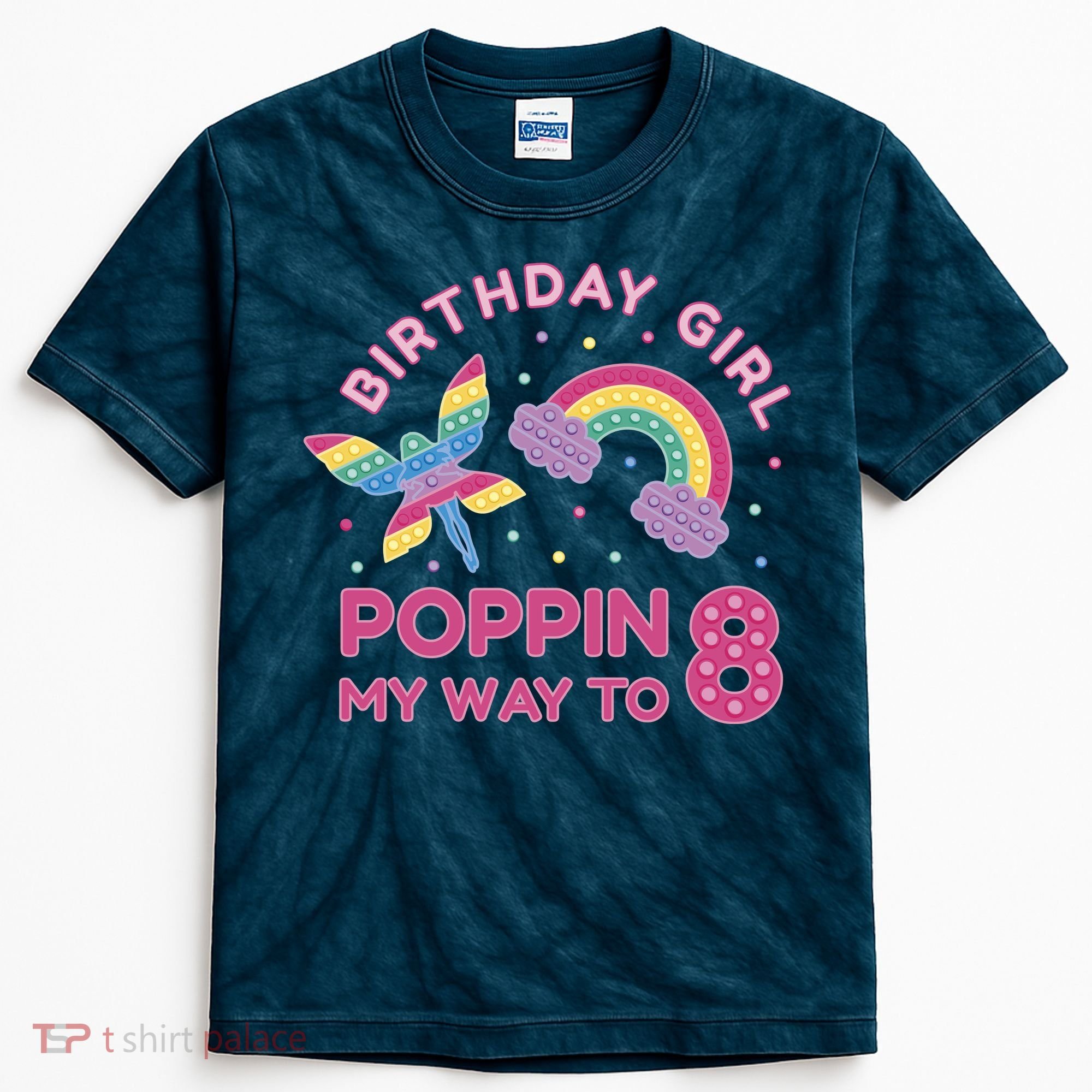 8th Birthday Girl Fairy Rainbow Kids Tie-Dye T-Shirt