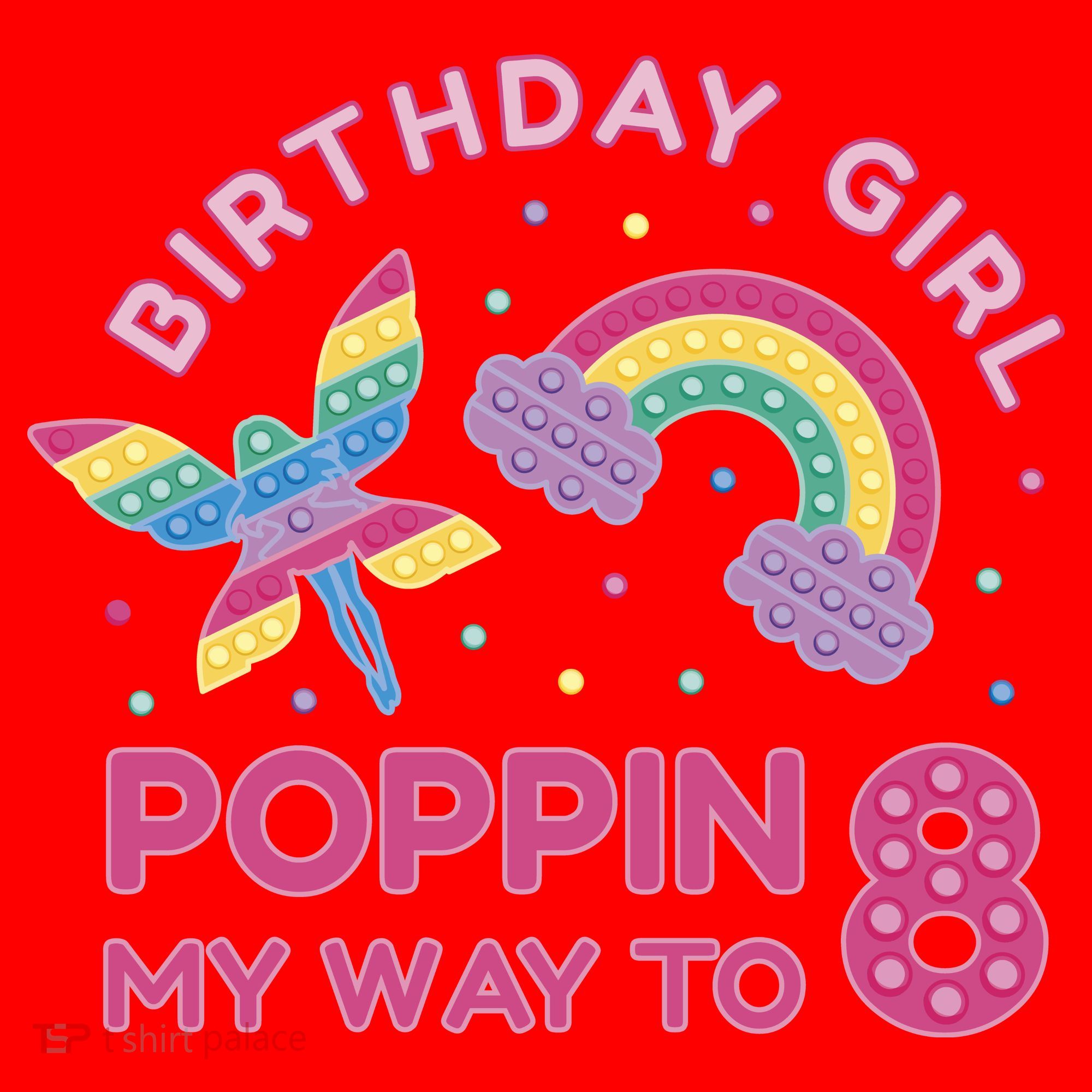 8th Birthday Girl Fairy Rainbow Santa Hat