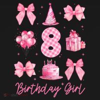 8th Birthday Girl Coquette Bow 8 Years Old Birthday  Bucket Hat thumb 4