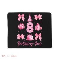 8th Birthday Girl Coquette Bow 8 Years Old Birthday  Mousepad thumb 0