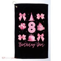 8th Birthday Girl Coquette Bow 8 Years Old Birthday  Golf Towel thumb 0
