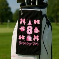 8th Birthday Girl Coquette Bow 8 Years Old Birthday  Golf Towel thumb 2