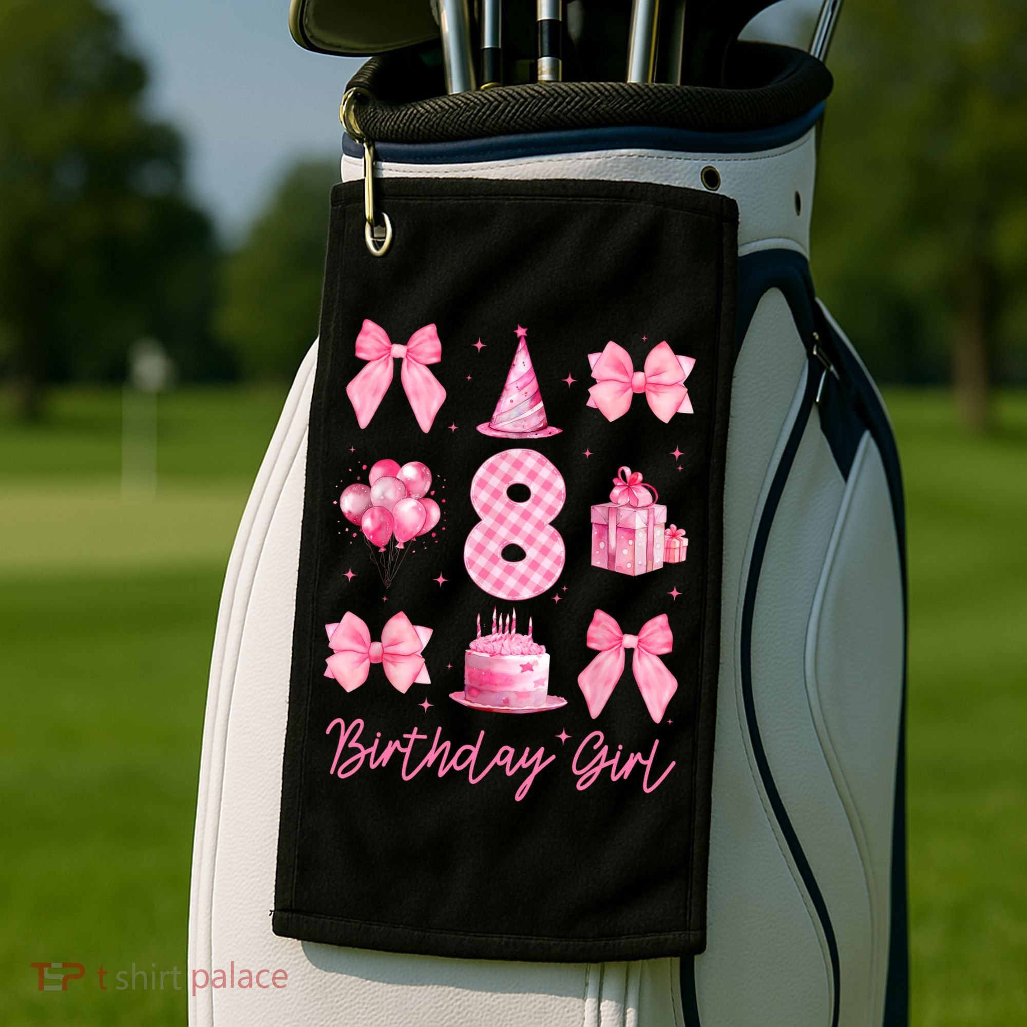 8th Birthday Girl Coquette Bow 8 Years Old Birthday  Golf Towel