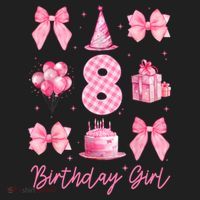 8th Birthday Girl Coquette Bow 8 Years Old Birthday  Golf Towel thumb 3