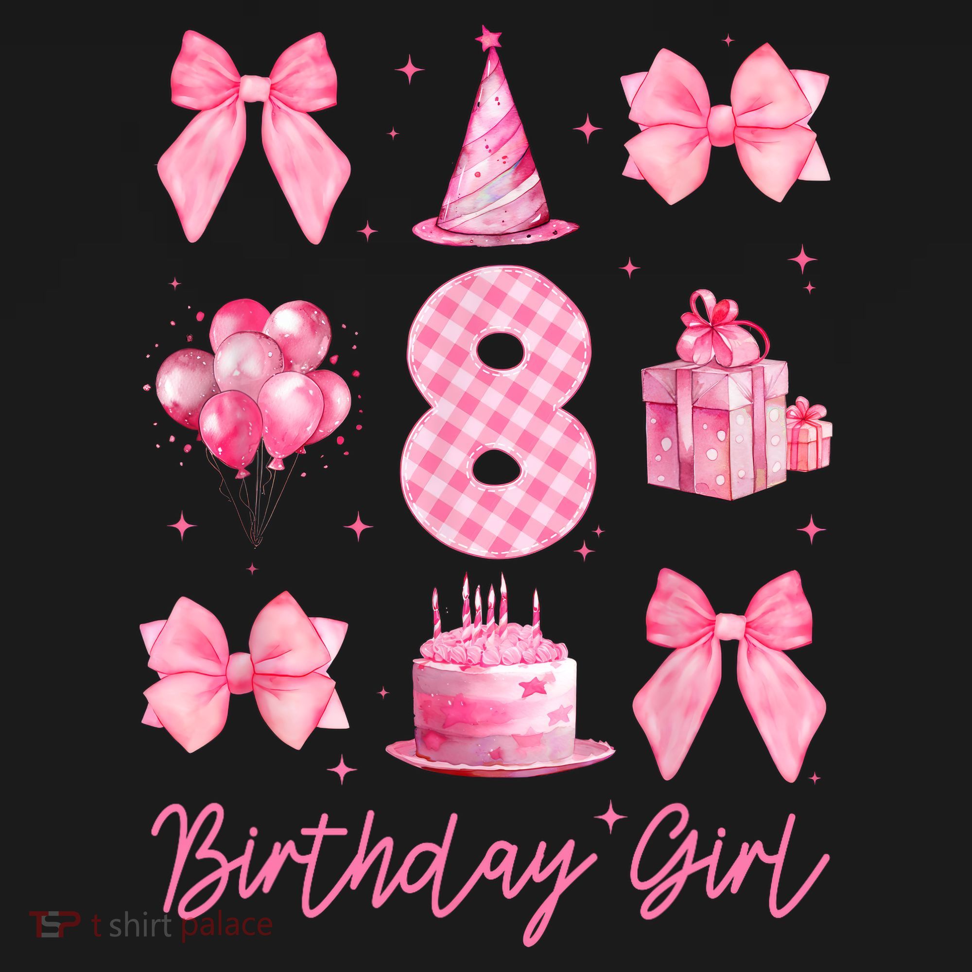 8th Birthday Girl Coquette Bow 8 Years Old Birthday  Visor