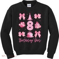 8th Birthday Girl Coquette Bow 8 Years Old Birthday  Kids Sweatshirt thumb 0