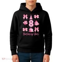 8th Birthday Girl Coquette Bow 8 Years Old Birthday  Kids Hoodie thumb 4