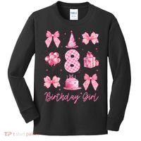 8th Birthday Girl Coquette Bow 8 Years Old Birthday  Kids Long Sleeve Shirt thumb 0