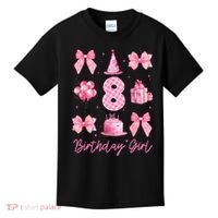 8th Birthday Girl Coquette Bow 8 Years Old Birthday  Kids T-Shirt thumb 0