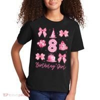 8th Birthday Girl Coquette Bow 8 Years Old Birthday  Kids T-Shirt thumb 2