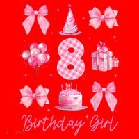 8th Birthday Girl Coquette Bow 8 Years Old Birthday  Santa Hat thumb 1