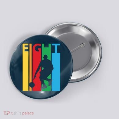8th Birthday Gift Eight Colorful Basketball 8 Year Old Button