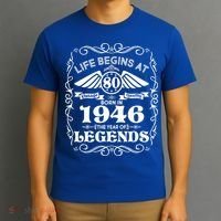 80th Birthday Life Begins At 80 Born In 1946 The Year Of Legends T-Shirt thumb 3