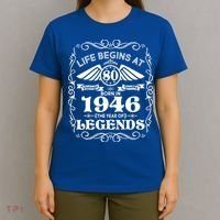 80th Birthday Life Begins At 80 Born In 1946 The Year Of Legends T-Shirt thumb 4