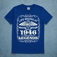 80th Birthday Life Begins At 80 Born In 1946 The Year Of Legends T-Shirt thumb 5