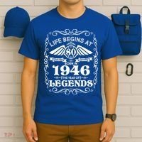 80th Birthday Life Begins At 80 Born In 1946 The Year Of Legends T-Shirt thumb 6