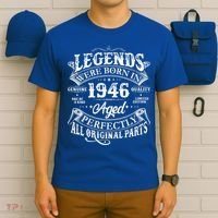 80th Birthday Legends Were Born In 1946 Age Perfectly Vintage Scroll  T-Shirt thumb 6