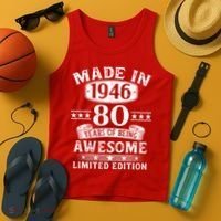 80th Birthday Made In 1946 80 Years Of Being Awesome Limited Edition Tank Top thumb 4