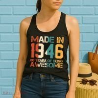 80th Birthday Made In 1946 80 Years Of Being Awesome Women's Tank Top thumb 2