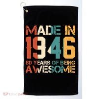 80th Birthday Made In 1946 80 Years Of Being Awesome Golf Towel thumb 0