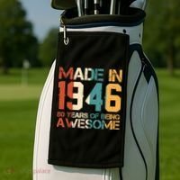 80th Birthday Made In 1946 80 Years Of Being Awesome Golf Towel thumb 2
