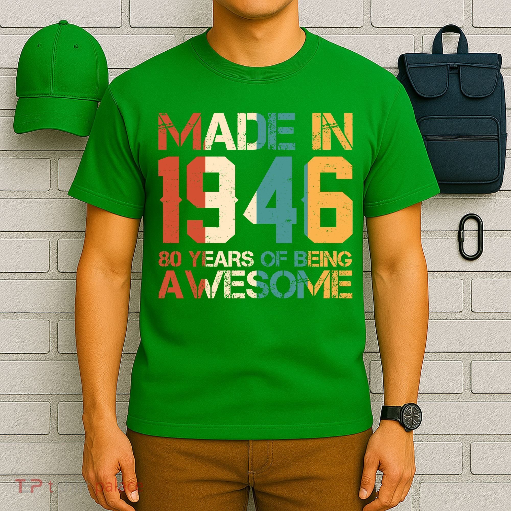 80th Birthday Made In 1946 80 Years Of Being Awesome T-Shirt