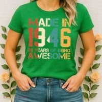 80th Birthday Made In 1946 80 Years Of Being Awesome Women's T-Shirt thumb 2
