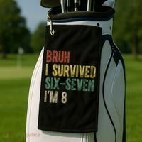 8th Birthday Outfit I`m 8 Year Old Six Seven Bruh 6-7 Golf Towel thumb 2