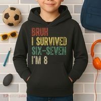 8th Birthday Outfit I`m 8 Year Old Six Seven Bruh 6-7 Kids Hoodie thumb 2