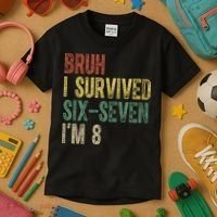 8th Birthday Outfit I`m 8 Year Old Six Seven Bruh 6-7 Kids T-Shirt thumb 3