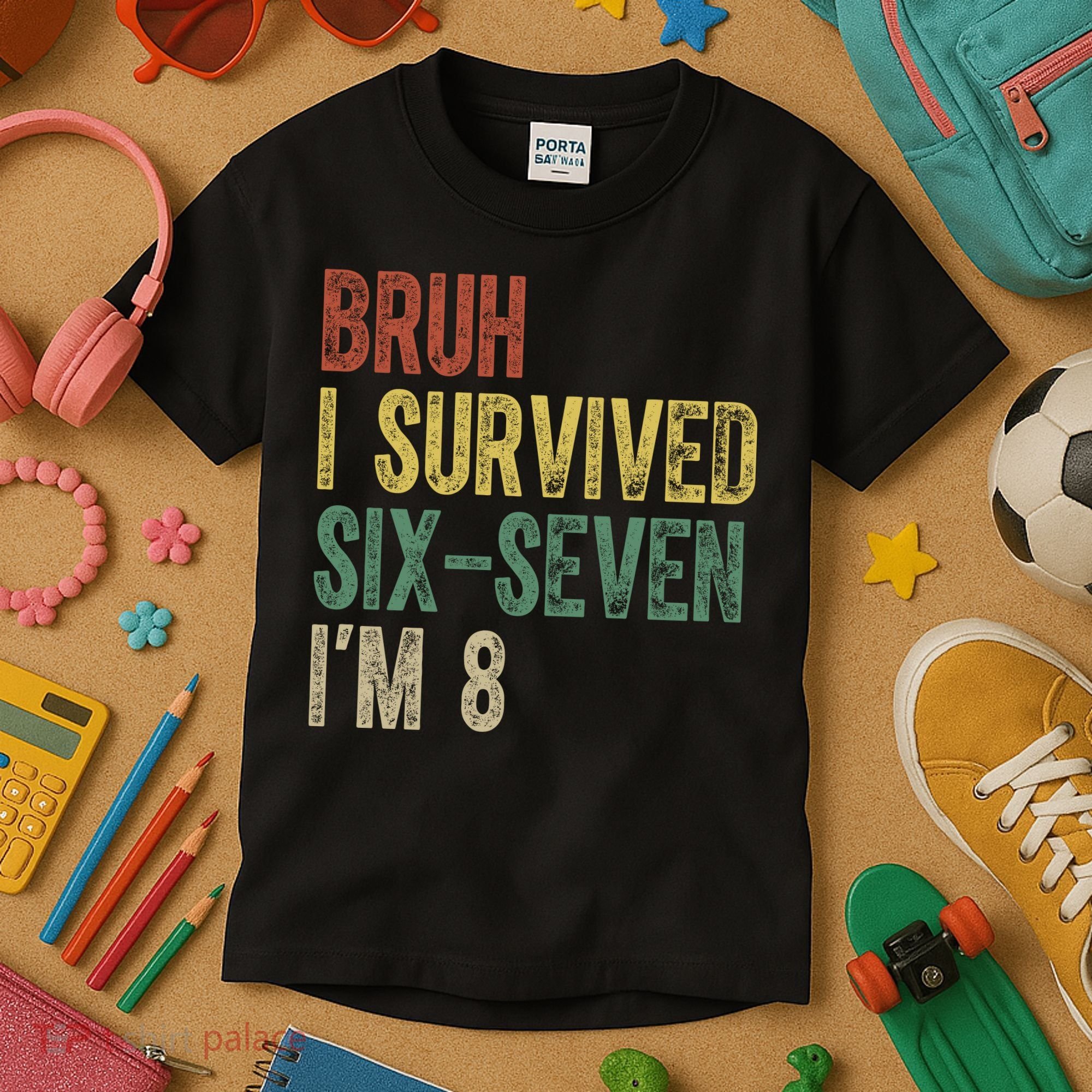 8th Birthday Outfit I`m 8 Year Old Six Seven Bruh 6-7 Kids T-Shirt