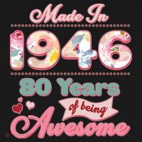 80th Birthday Pink Floral Made In 1946 Years Of Being Awesome Women's Hoodie thumb 2
