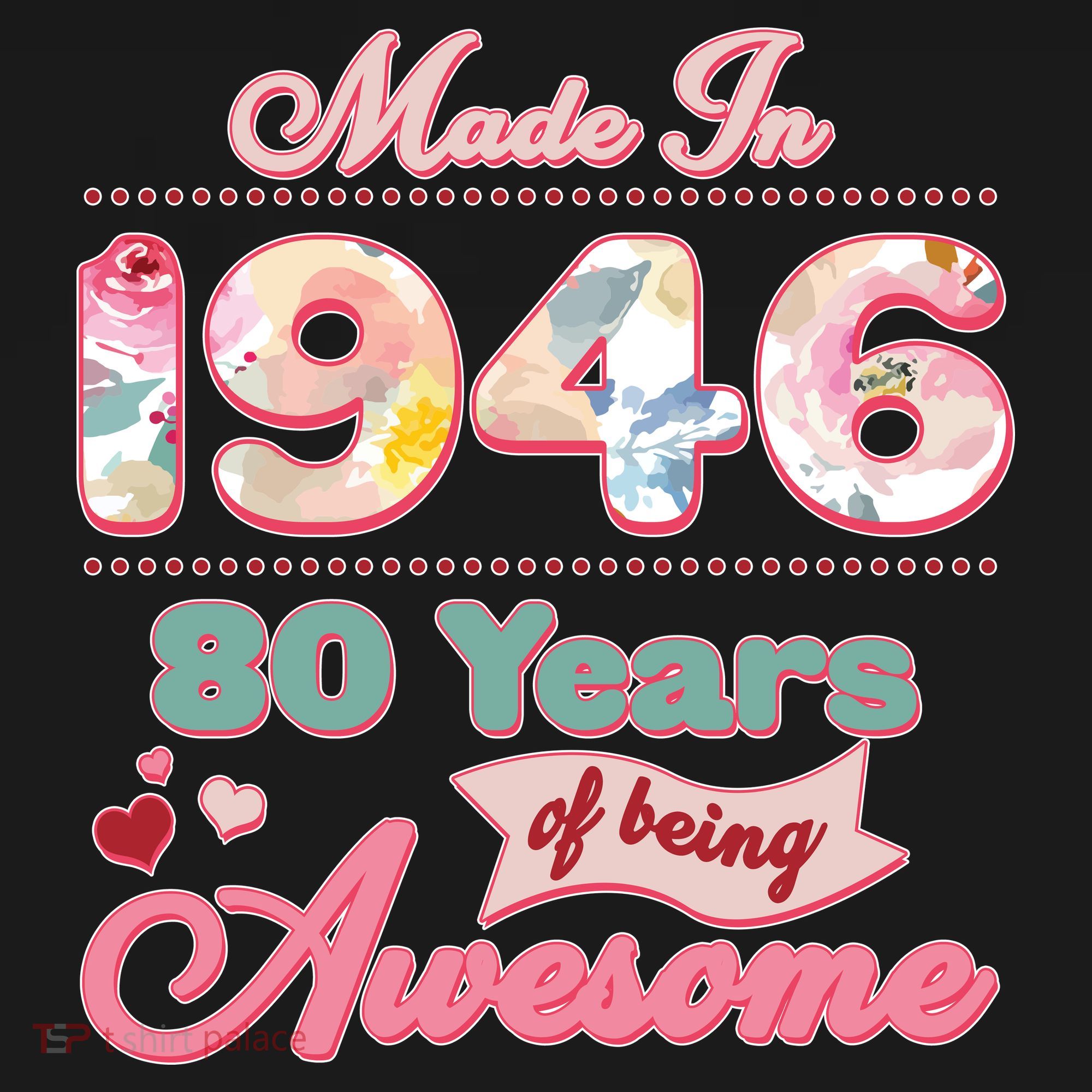 80th Birthday Pink Floral Made In 1946 Years Of Being Awesome Women's Tank Top