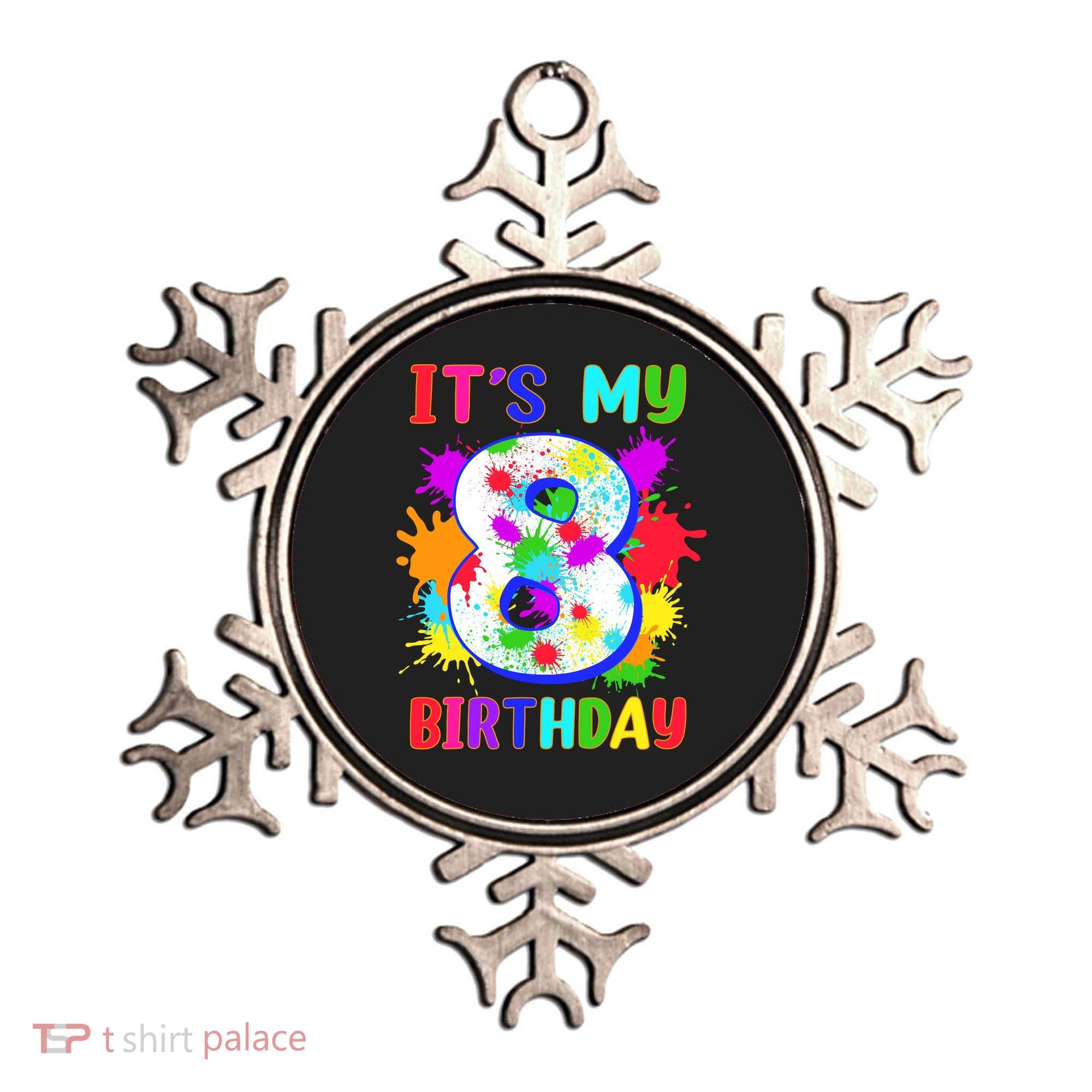 8th Birthday Paint Splashes Art 8 Year Old Boy Girl Ornament