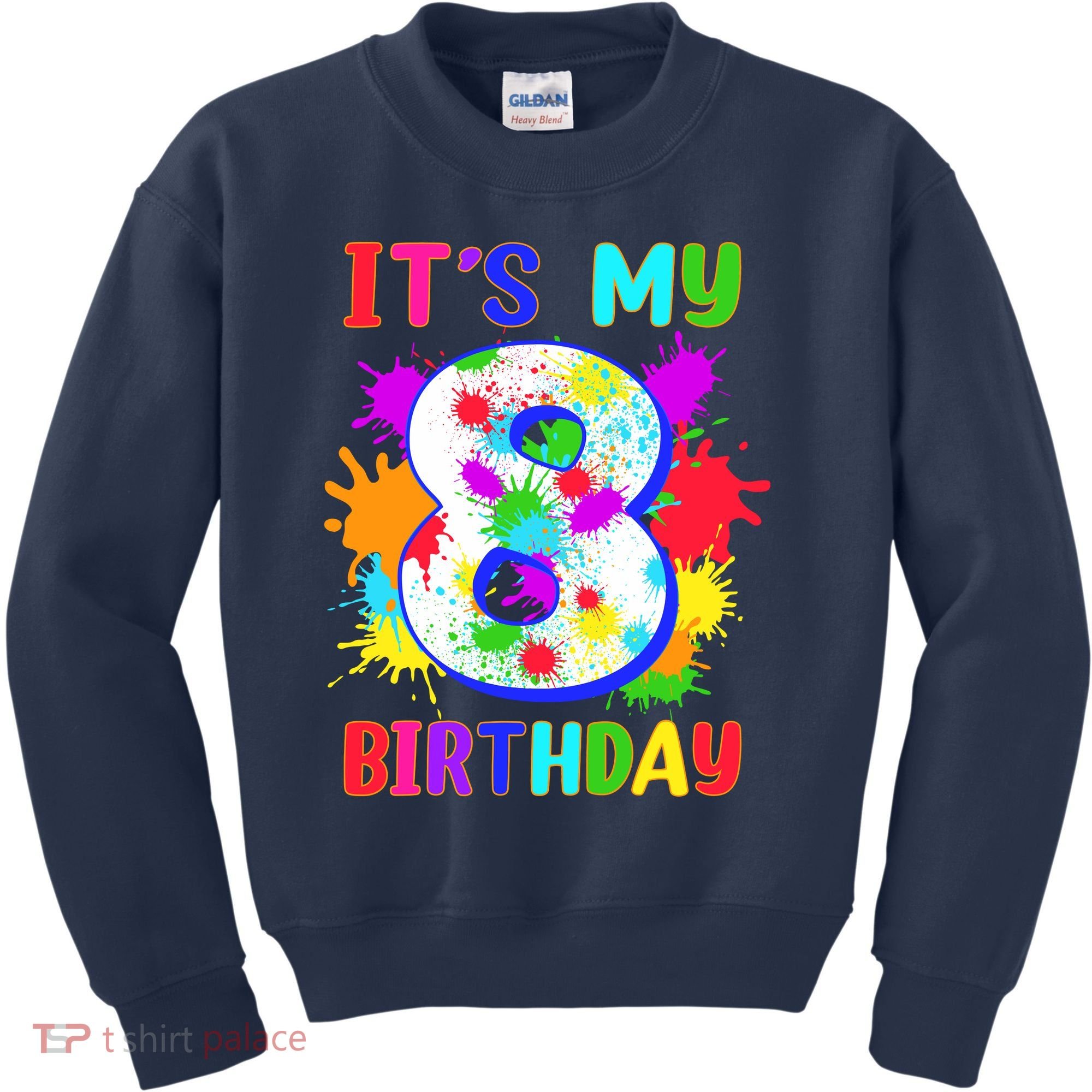 8th Birthday Paint Splashes Art 8 Year Old Boy Girl Kids Sweatshirt