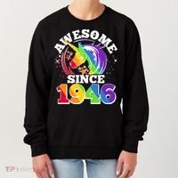 80th Birthday Rainbow Unicorn Awesome Since 1946 Women's Sweatshirt thumb 0