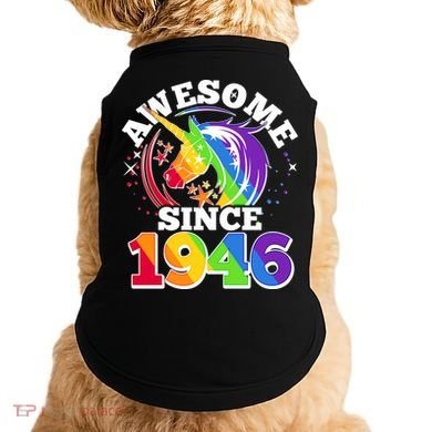 80th Birthday Rainbow Unicorn Awesome Since 1946 Doggie Tank
