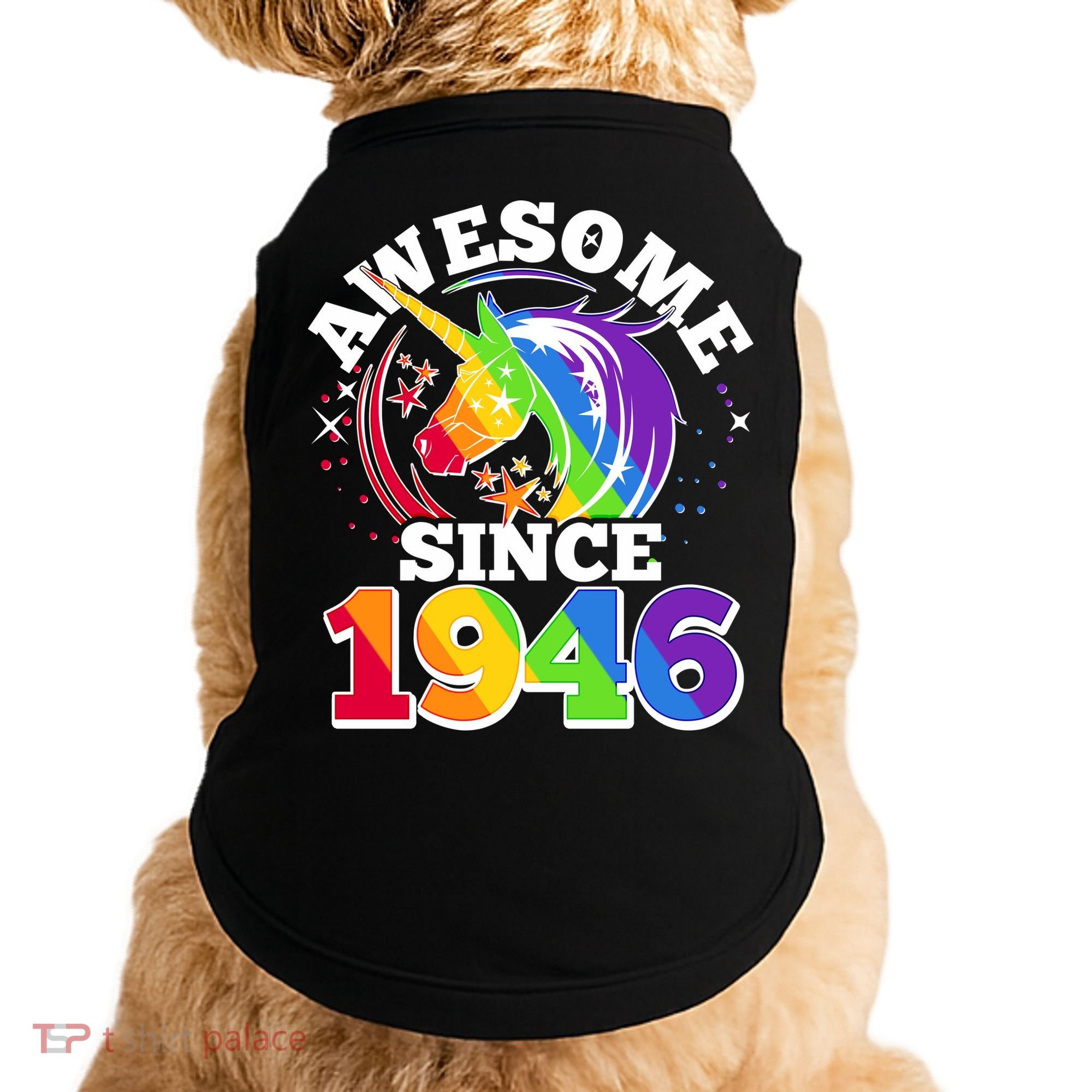 80th Birthday Rainbow Unicorn Awesome Since 1946 Doggie Tank